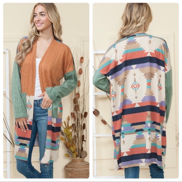 💼 Stunning PLUS Size Aztec Cardigan Sweater ~Much prettier in person see⬇️ - Picture 4 of 4